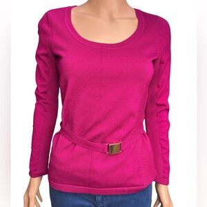 Cache Fuchsia Scoop Neck Long Sleeves Sweater Top Small